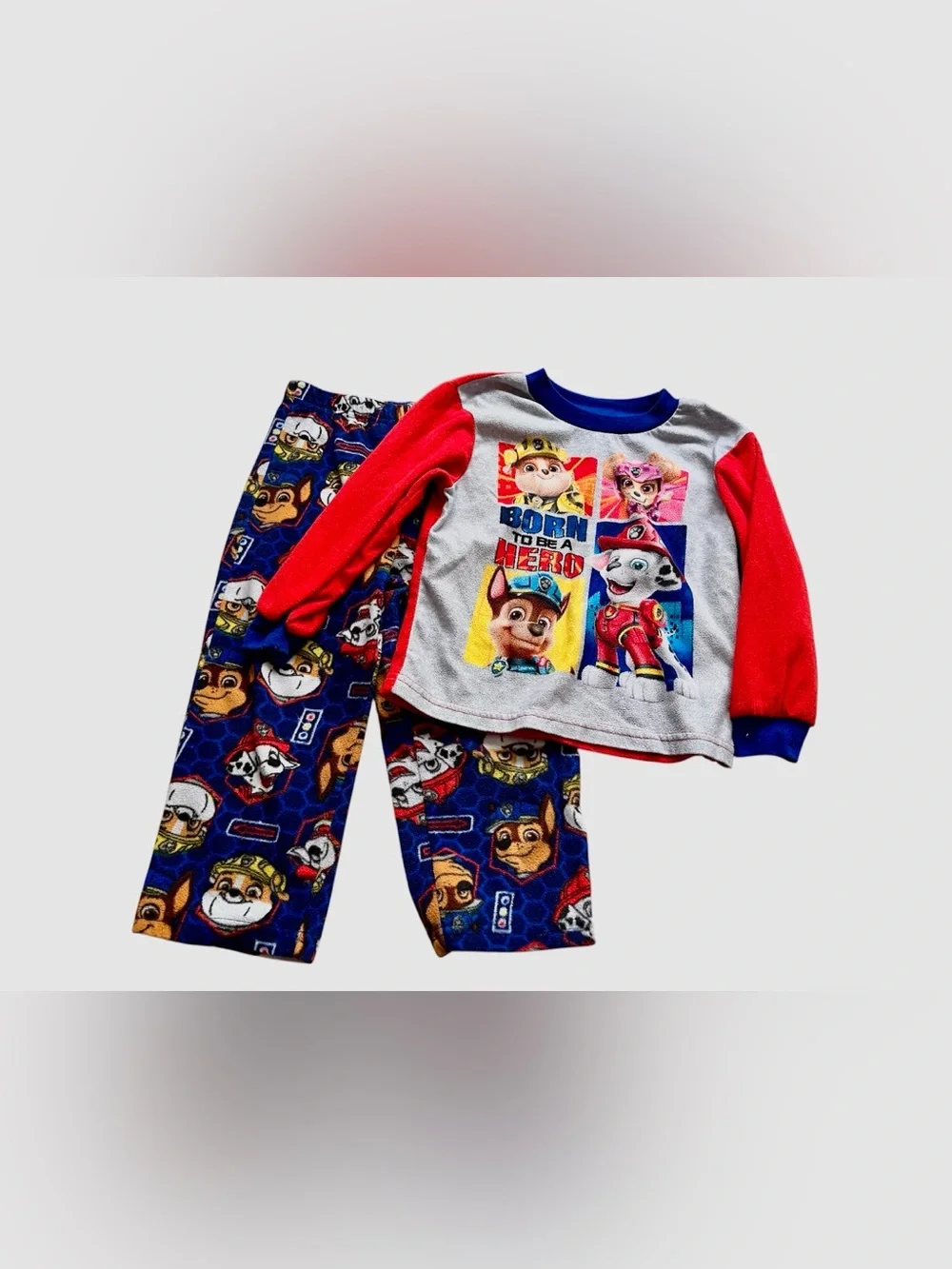 Paw Patrol Kids Red & Blue Character Pajama Set Fleece Size 4T